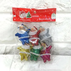 Set di 6 figurine di Babbo Natale glitterate in colori assortiti per decorazioni