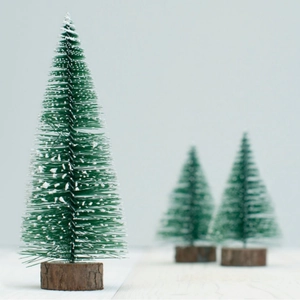 Mini Artificial Christmas Tree With Snow Tipped Pine Needles And Wood Base For Tabletop Desk Decoration Xmas Party Ornament