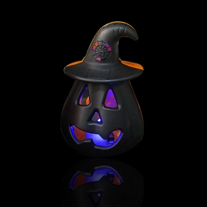 Lumière citrouille sorcière d'Halloween avec LED brillante et chapeau toile d'araignée