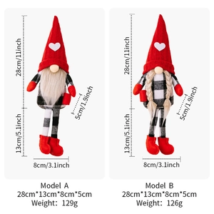 Detailed size chart for Christmas gnomes with hat height and body width measurements