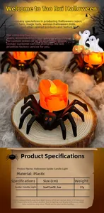 Detailed size specifications for Halloween LED spider pumpkin candle light decoration