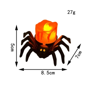 Detail view of Halloween spider LED candle light with dimensions 8.5x7x5cm and 27g weight