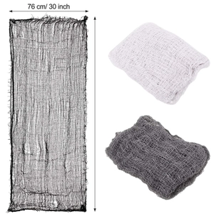 Halloween decorative mesh set showing 76cm width across black, white, and grey gauze fabrics
