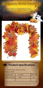 Detail view of 170cm artificial maple leaf garland for fall and harvest home decoration
