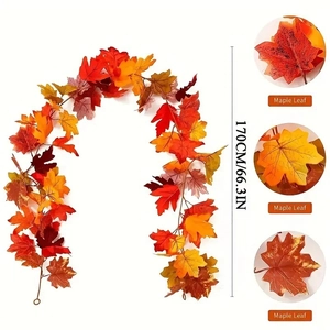 Artificial maple leaf garland 170cm length for Thanksgiving autumn wall hanging decor