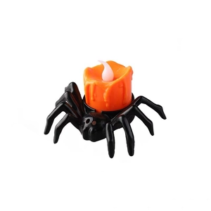 Halloween spider LED candle light with orange flame for festive atmosphere decor