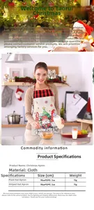 Detailed size specifications for Christmas apron with gnome and snowflake patterns