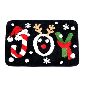 Paillasson de Noël en faux cachemire avec lettres JOY et rennes pour la décoration
