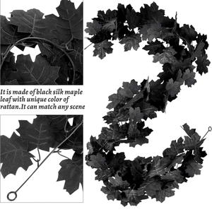 Artificial black maple leaf garland for Halloween and harvest festival hanging decor