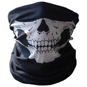 Realistic white skull mask on black elastic neck gaiter for Halloween party costume