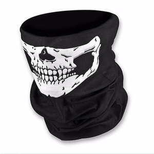 Black Halloween skull face mask and neck gaiter for parties and outdoor cycling