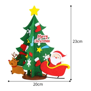 DIY green felt Christmas tree ornament with 23cm height and 20cm width specifications