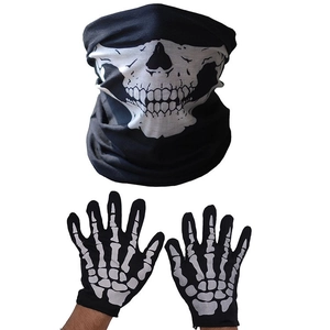 Halloween Skull Face Mask Skeleton Bone Gloves Set For Horror Party Cosplay Costume Performance Accessories For Unisex