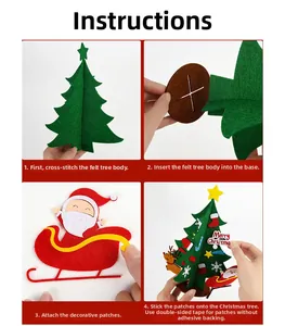 Step-by-step assembly guide for DIY felt Christmas tree with festive ornaments