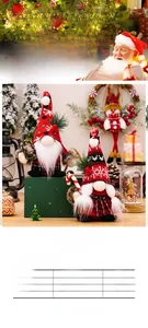 Detailed view of knitted Christmas gnomes with snowflake hats holding lamps and canes