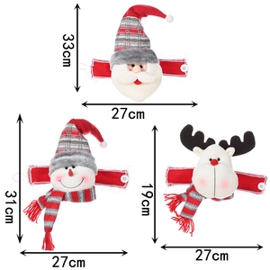 Detailed size specifications for Santa, Snowman, and Reindeer Christmas curtain tiebacks