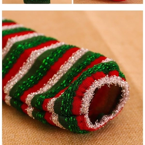 Christmas striped elf table and chair leg covers with glittery red green white patterns