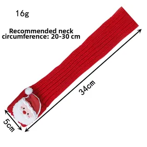 Detailed size specifications for Christmas pet scarf showing 34cm length and Santa motif