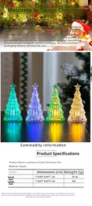 Size chart detail for glowing crystal mini Christmas trees in small and large dimensions