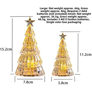 Detailed comparison of glowing crystal Christmas tree lights in two different sizes