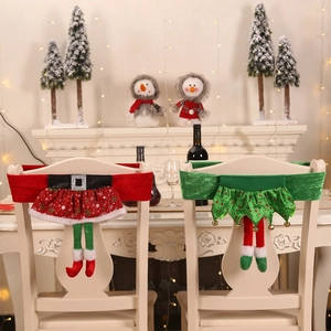 Christmas Chair Back Covers Santa Claus Elf Design With Long Legs For Hotel Restaurant Dining Room Festive Party Decor