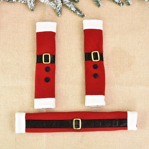 Christmas Santa Refrigerator Handle Covers Brushed Fabric Kitchen Appliance Handle Protective Sleeves Holiday Decor
