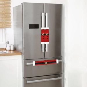 Christmas refrigerator handle covers with Santa belt design for holiday kitchen decoration