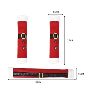 3-piece Santa Claus fridge handle covers set in red velvet with white plush trim