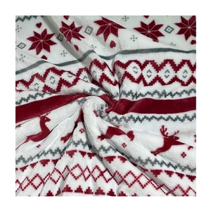 Coperta natalizia spessa in flanella con fiocchi di neve rossi e renne in stile nordico