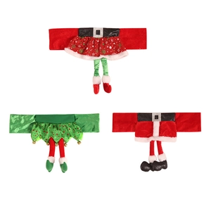Three-piece Christmas elf chair back covers set with decorative legs for festive banquet dining