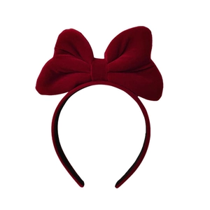 Serre-tête élégant en velours bordeaux avec nœud papillon pour une coiffure rétro chic