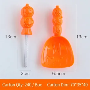 Orange Halloween pumpkin carving kit with 13cm engraved knife and scooper tools