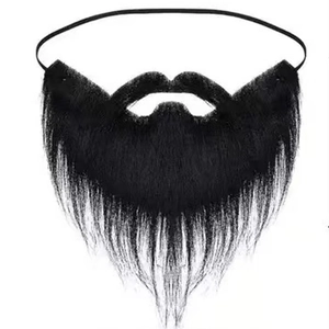 Black synthetic fiber costume beard with elastic strap for Halloween cosplay events
