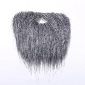 Detail view of grey synthetic Santa beard with mouth opening for realistic party costume