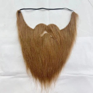 Realistic brown bushy beard costume with mustache and elastic strap for party cosplay