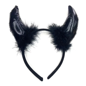 Serre-tête cornes de diable noires avec plumes pour déguisement de fête Halloween