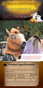 Spécifications de taille pour un masque de tête de cheval en latex marron pour Halloween