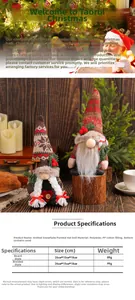 Detail of Christmas gnomes with snowflake hats and sand-filled base for stability