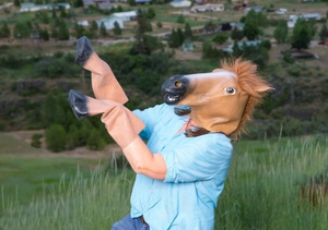 Masque de tête de cheval réaliste avec gants sabots pour déguisements et cosplay de fête