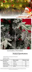 Detailed size chart and acrylic material specifications for transparent Christmas ornaments