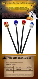 Detail of red and blue royal king scepters for kids cosplay showing size measurements