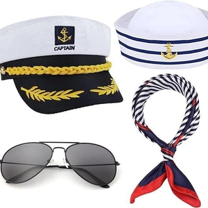 Nautical Captain Sailor Costume Accessories Set With Hat Scarf Sunglasses Halloween Masquerade Party Role Play Props For Adults