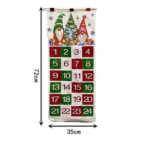 Christmas canvas countdown calendar with 24 pockets and dimensions 72x35cm detail