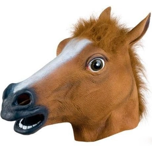Masque de Tête de Cheval Réaliste Couvre-chef en Latex PVC pour Costume d'Halloween Cosplay Accessoires Masque de Cheval Drôle