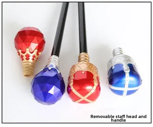 Detail of detachable king scepters showing various colored tops and black handles