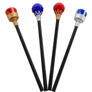 Halloween Kids King Prince Scepter Wand With Crown Rhinestone Ball For Royal Cosplay Party Performance Costume Prop