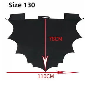Size 130 black bat cape costume dimensions with 78cm length and 110cm width chart