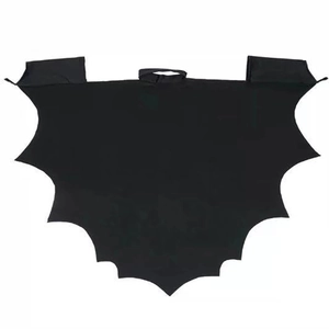 Kids black bat wing cape with neck strap and arm loops for Halloween cosplay costumes