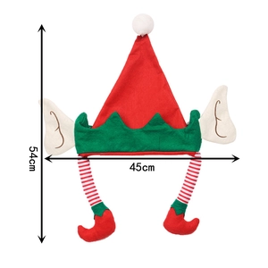 Cute Christmas elf hat with pointed ears and striped long legs for holiday party decor