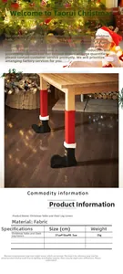Detail of Santa boot chair leg covers with gold buckles for Christmas home decoration